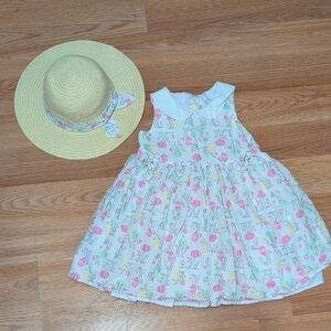 Cupcakes & Cashmere White Dress with Pink and Yellow Floral Easter Print
